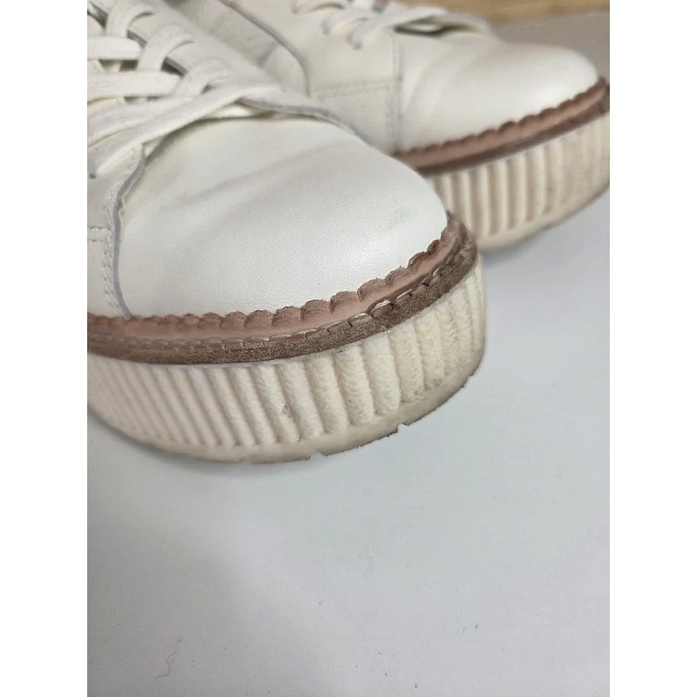Dolce Vita Leather Snakeskin White Platform Sneakers Women's Size‎ 10
